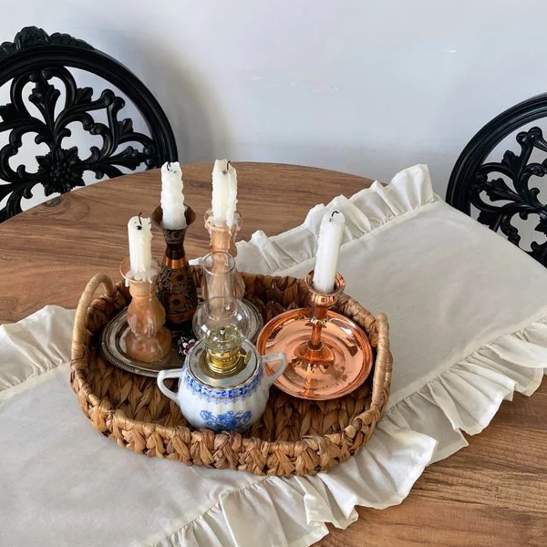 رانر رومیزی چین دار 40 × 110 سانتی متر کامیز کرم